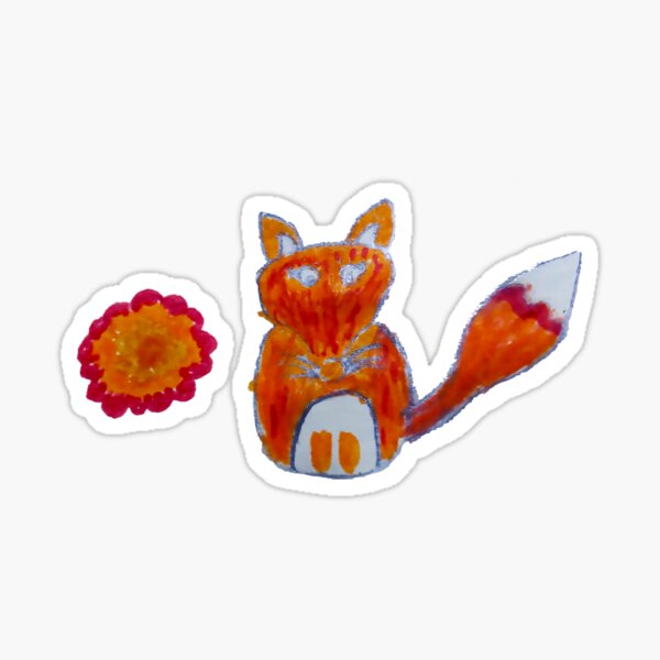 Orange Fox and Flower Bloom Sticker