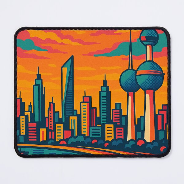 Item preview, Kuwait City Retro Travel Poster | Digital Pop Art Skyline Design | Vibrant Middle Eastern Landmark Art | Colorful Cityscape Illustration | Vintage-Inspired Urban Poster designed and sold by PaintedPixels01.