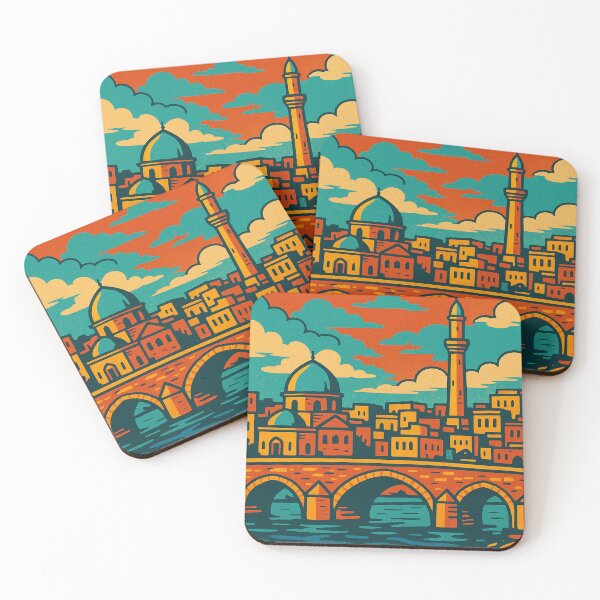 Item preview, Digital Retro Pop Art Poster of Mosul | Colorful Vintage Travel Design | Stylized Iraqi Cityscape Art | Nostalgic Middle East Landmark Illustration | Bold Graphic Tourism Print designed and sold by PaintedPixels01.