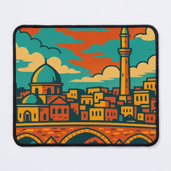 Item preview, Digital Retro Pop Art Poster of Mosul | Colorful Vintage Travel Design | Stylized Iraqi Cityscape Art | Nostalgic Middle East Landmark Illustration | Bold Graphic Tourism Print designed and sold by PaintedPixels01.