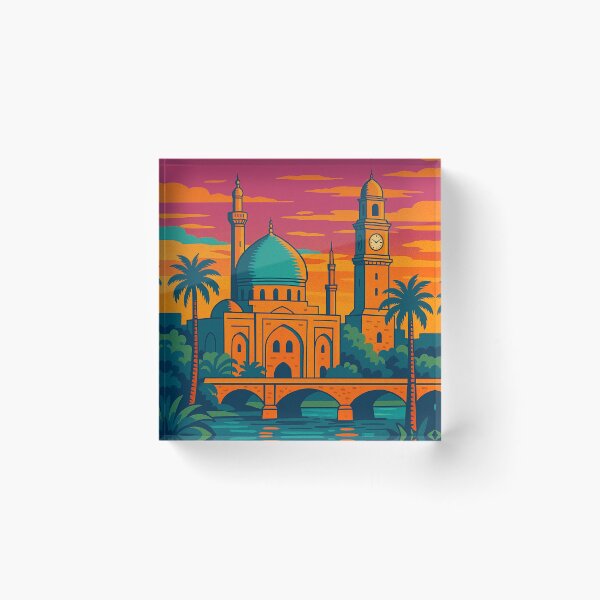 Item preview, Retro Pop Art Travel Poster of Baghdad | Vibrant Digital Cityscape Illustration | Iconic Baghdad Landmarks Design | Nostalgic Middle Eastern Travel Art | Colorful Vintage Style designed and sold by PaintedPixels01.