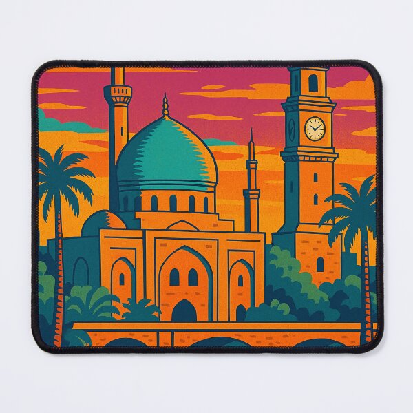 Item preview, Retro Pop Art Travel Poster of Baghdad | Vibrant Digital Cityscape Illustration | Iconic Baghdad Landmarks Design | Nostalgic Middle Eastern Travel Art | Colorful Vintage Style designed and sold by PaintedPixels01.