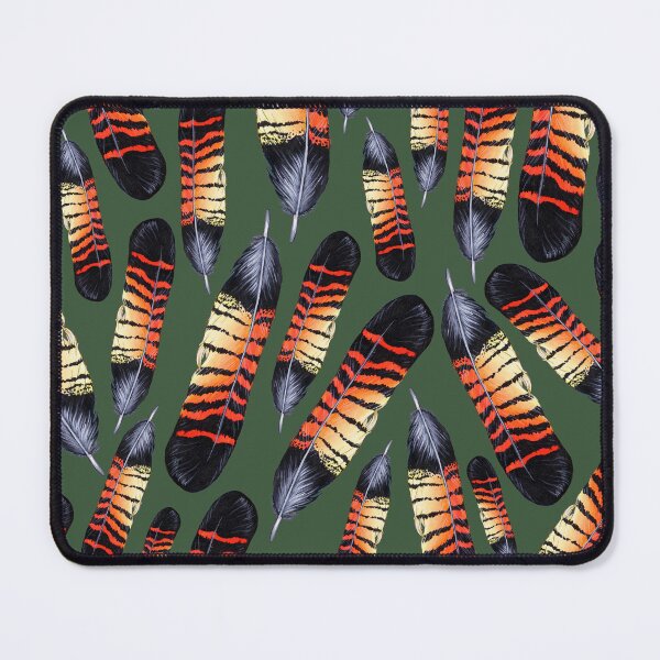 Item preview, Black Cockatoo Feather Pattern on Green designed and sold by Nadya Neklioudova.