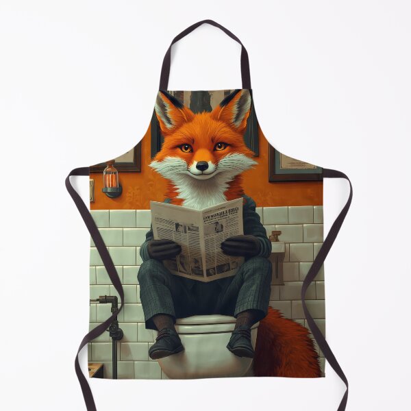 Item preview, Dapper Fox Reading Toilet Paper Humor Scene Orange Wall Framed Art designed and sold by mildaclairmo.