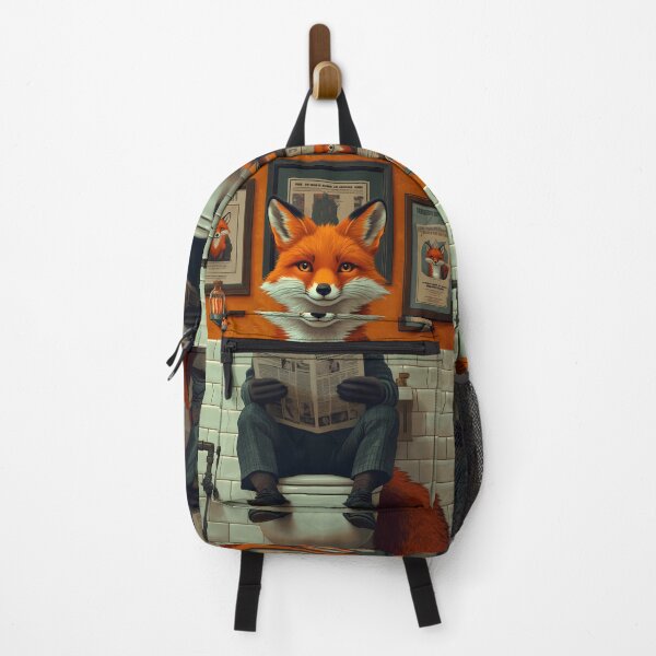 Item preview, Dapper Fox Reading Toilet Paper Humor Scene Orange Wall Framed Art designed and sold by mildaclairmo.