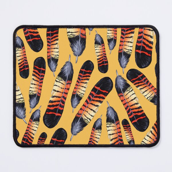 Item preview, Black Cockatoo Feather Pattern on Yellow designed and sold by Nadya Neklioudova.