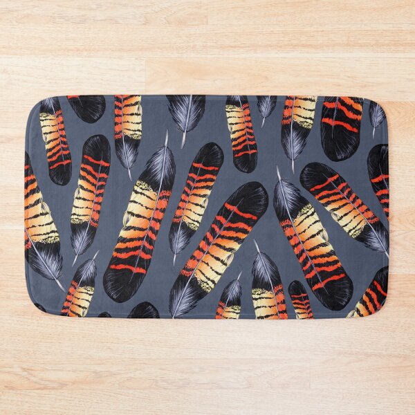 Item preview, Black Cockatoo Feather Pattern on Blue-Grey designed and sold by Nadya Neklioudova.