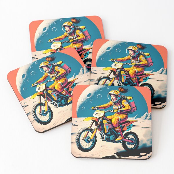 Item preview, Cute motocross girl in space sticker gift for you, 80s retro comic styles #10. designed and sold by UrbanTRIP.