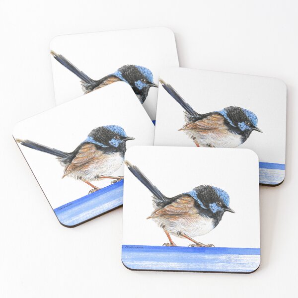 Item preview, Little King of the Fairies - Blue Wren - male Superb Fairy-Wren illustration designed and sold by Nadya Neklioudova.