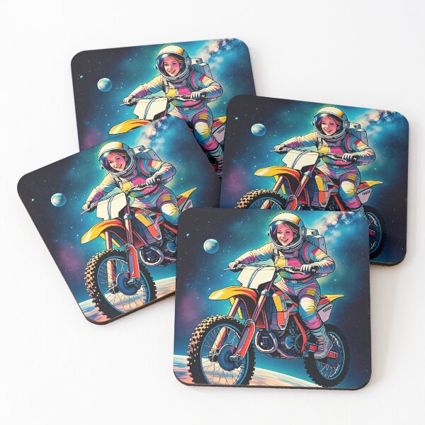 Artikelvorschau, Süßes Motocross-Mädchen im Weltraum-Aufklebergeschenk für Sie, 80er-Jahre-Retro-Comic-Stil Nr. 9. entworfen und verkauft von UrbanTRIP.
