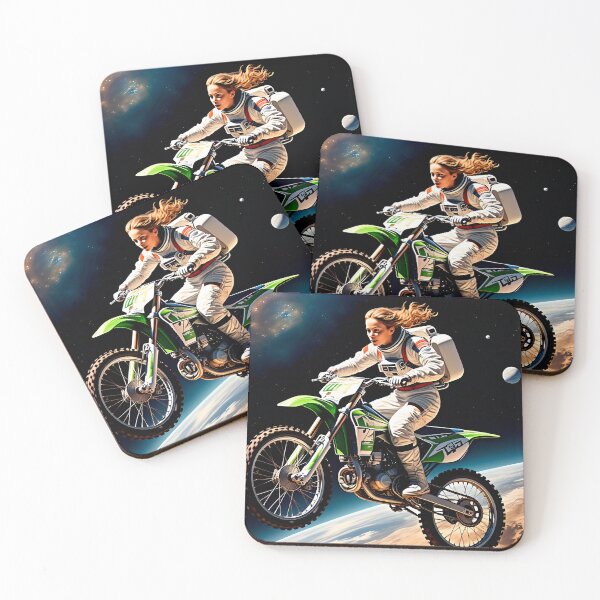Item preview, Cute motocross girl in space sticker gift for you, 80s retro comic styles #8. designed and sold by UrbanTRIP.
