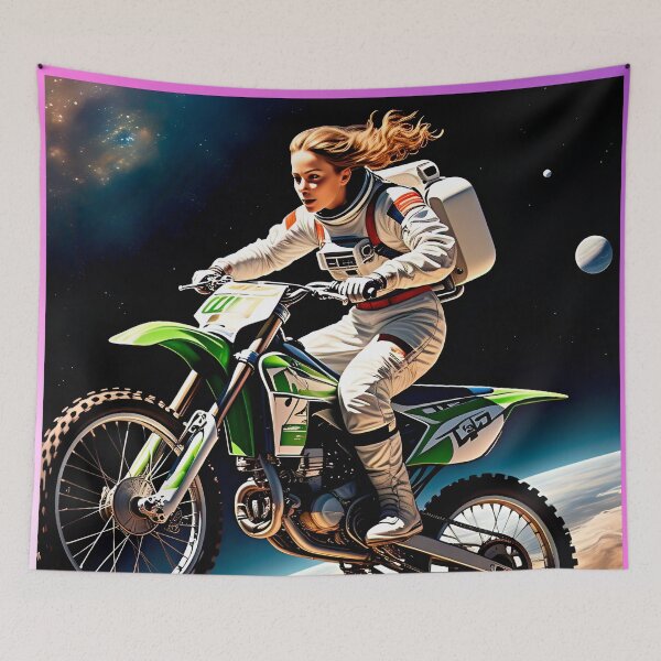 Item preview, Cute motocross girl in space sticker gift for you, 80s retro comic styles #8. designed and sold by UrbanTRIP.