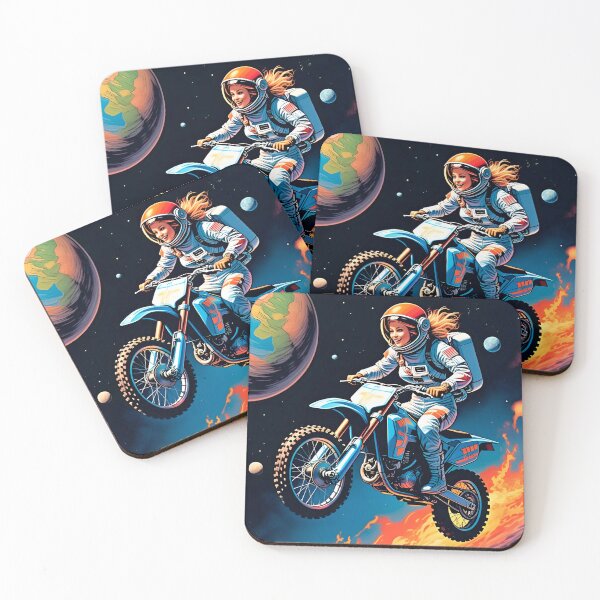 Artikelvorschau, Süßes Motocross-Mädchen im Weltraum-Aufklebergeschenk für Sie, 80er-Jahre-Retro-Comic-Stil Nr. 7. entworfen und verkauft von UrbanTRIP.