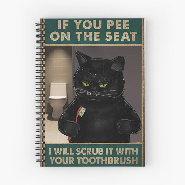 Item preview, Angry Black Cat Bathroom Humor Poster – Funny Toilet Sign, If you pee on the seat i will scrub it with your toothbrush designed and sold by VinBasis.