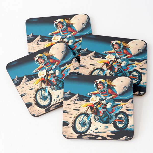 Item preview, Cute motocross girl in space sticker gift for you, 80s retro comic styles #5. designed and sold by UrbanTRIP.