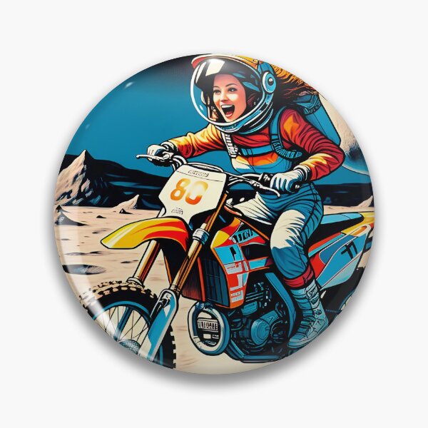 Item preview, Cute motocross girl in space sticker gift for you, 80s retro comic styles #5. designed and sold by UrbanTRIP.
