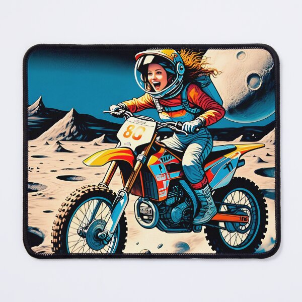 Item preview, Cute motocross girl in space sticker gift for you, 80s retro comic styles #5. designed and sold by UrbanTRIP.