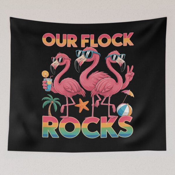 Item preview, Our Flock Rocks Flamingo Summer Vacation Family designed and sold by brynatshop.