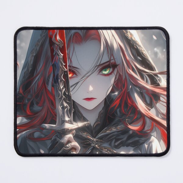 Item preview, Anime Dark Gothic Scarlet-Eyed Swordswoman With Red Hair Snowy Battle Scene designed and sold by bolleykoldl.