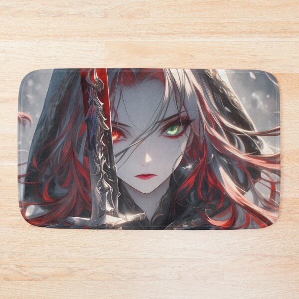 Item preview, Anime Dark Gothic Scarlet-Eyed Swordswoman With Red Hair Snowy Battle Scene designed and sold by bolleykoldl.