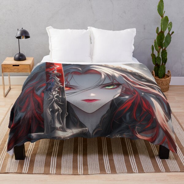 Item preview, Anime Dark Gothic Scarlet-Eyed Swordswoman With Red Hair Snowy Battle Scene designed and sold by bolleykoldl.