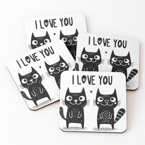 Item preview, Happy black cat couple vectors with the word I LOVE YOU designed and sold by vambrosio15.