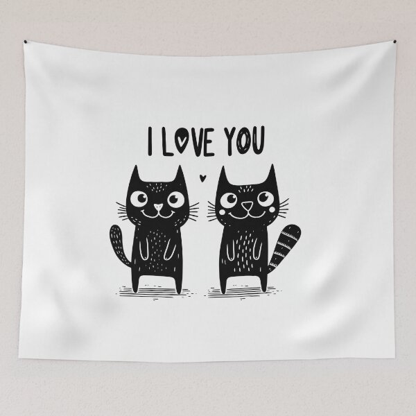 Item preview, Happy black cat couple vectors with the word I LOVE YOU designed and sold by vambrosio15.