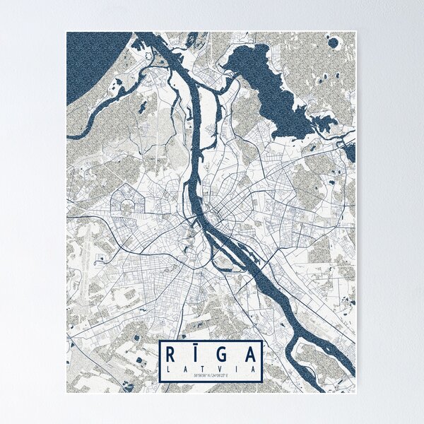 Item preview, Riga City Map of Latvia - Coastal designed and sold by deMAP.