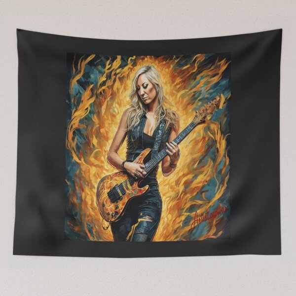 Item preview, "Energetic Meltdown: Nita Strauss in Fiery Guitar Solo" designed and sold by Artisticanvas.