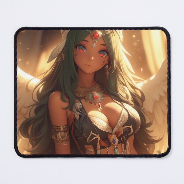 Item preview, Anime Girl Celestial Desert Angel Green Hair Golden Wings Mystical Beauty Aura designed and sold by mugonneazh.