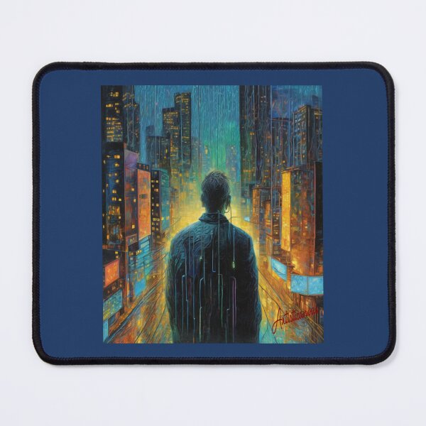 Item preview, "Neon Cityscape: Solitary Observer of Urban Chaos" designed and sold by Artisticanvas.