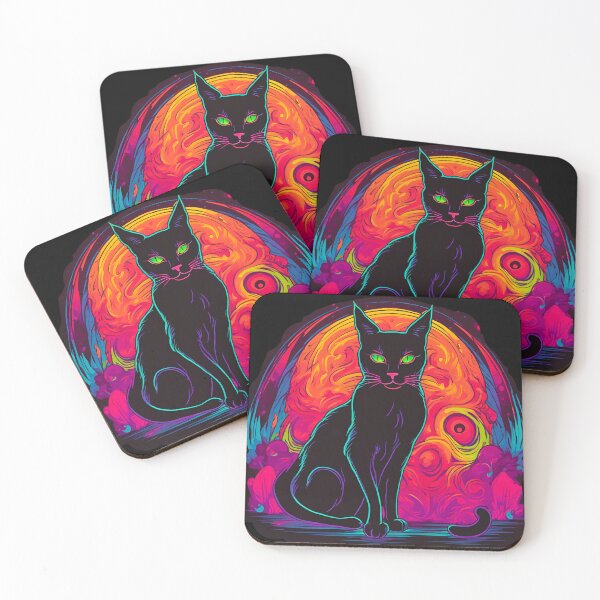 Item preview, Neon Black Cat Dreams – Witchy Halloween Familiar Design designed and sold by Liliths-Closet.