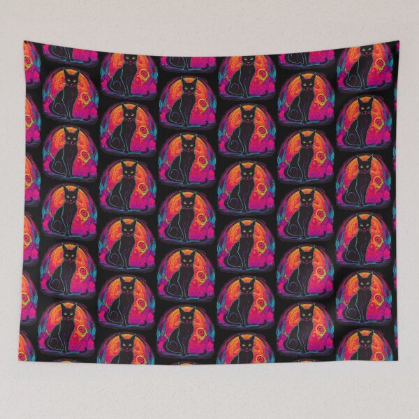 Item preview, Neon Black Cat Dreams – Witchy Halloween Familiar Design designed and sold by Liliths-Closet.