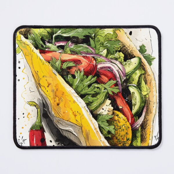 Item preview, Vibrant Falafel Pita Overflowing with Fresh Greens, Vegetables, and a Touch of Heat designed and sold by OlfactoART Studio.