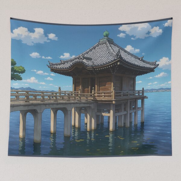 Aperçu de l'œuvre Pavillon flottant Ukimido au temple Mangetsu-ji créée et vendue par Takeda-art.