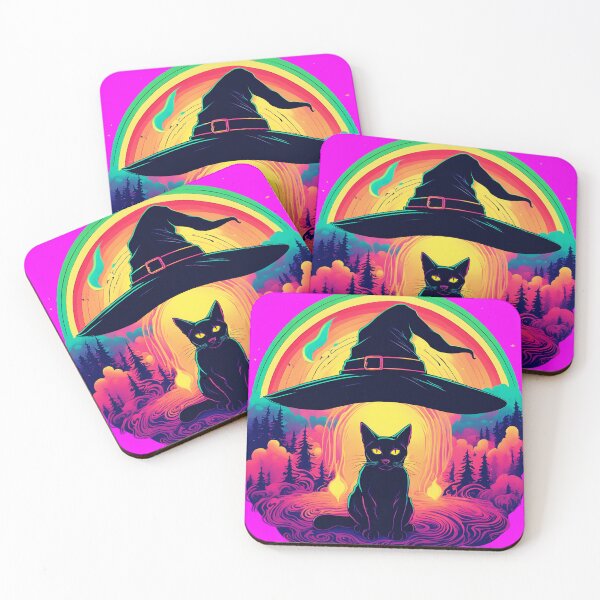 Item preview, gothic neon Black cat Dreams witchy Halloween design 3 designed and sold by Liliths-Closet.