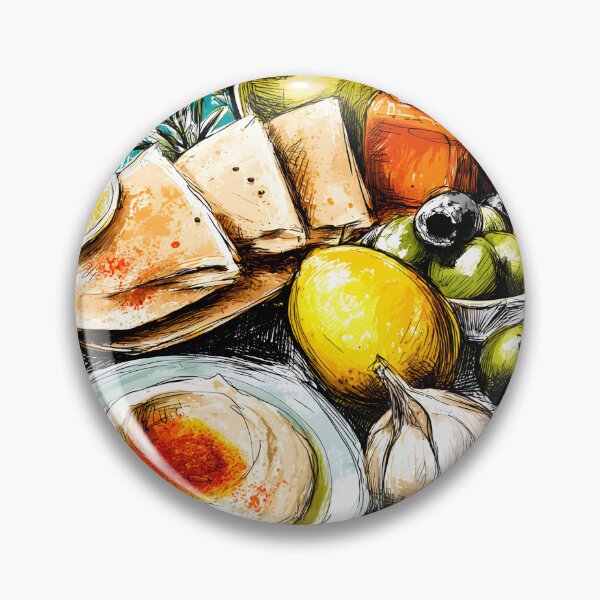 Item preview, Mediterranean Delights- Hummus, Pita, Olives, and Vibrant Flavors Abstract Digital AI Art designed and sold by OlfactoART Studio.