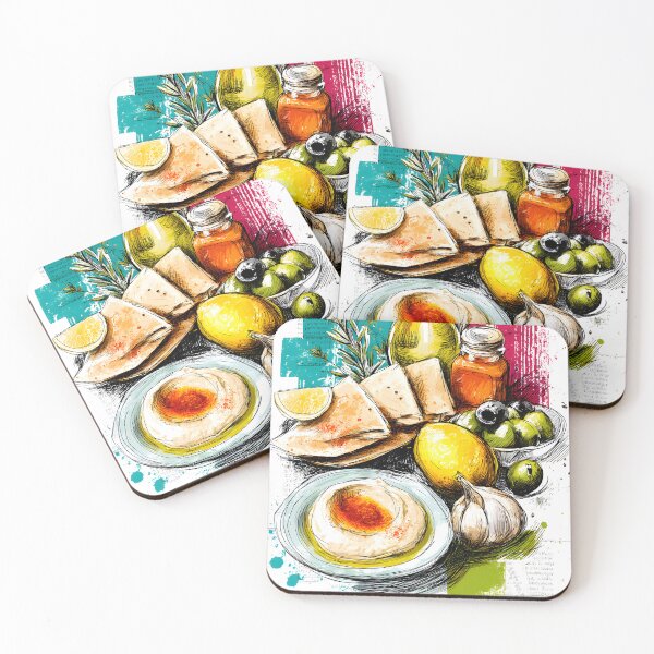 Item preview, Mediterranean Delights- Hummus, Pita, Olives, and Vibrant Flavors Abstract Digital AI Art designed and sold by OlfactoART Studio.