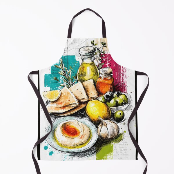 Item preview, Mediterranean Delights- Hummus, Pita, Olives, and Vibrant Flavors Abstract Digital AI Art designed and sold by OlfactoART Studio.