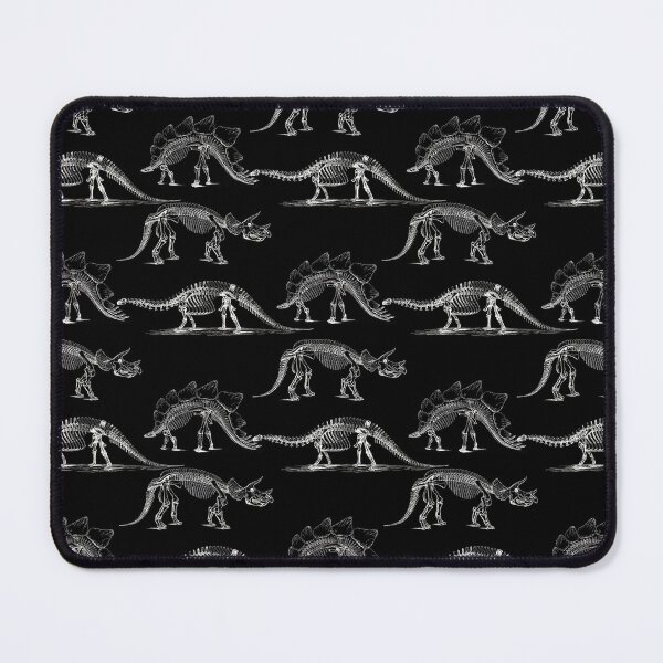 Item preview, Dinosaur motif with black background skeleton of stegosaurus brontosaurus and triceratops designed and sold by GnosisCollage.