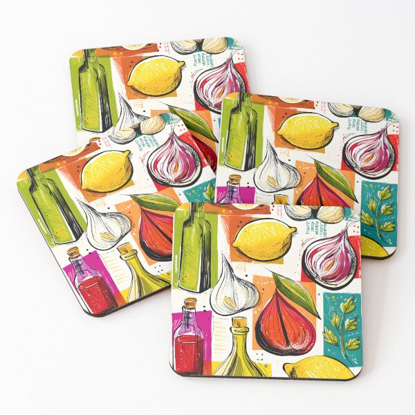 Item preview, Colorful Kitchen Symphony - A Vibrant Fusion of Ingredients and Abstract Art designed and sold by OlfactoART Studio.