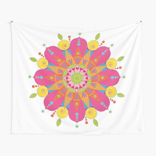 Mandala fleur aux couleurs vives Tentures