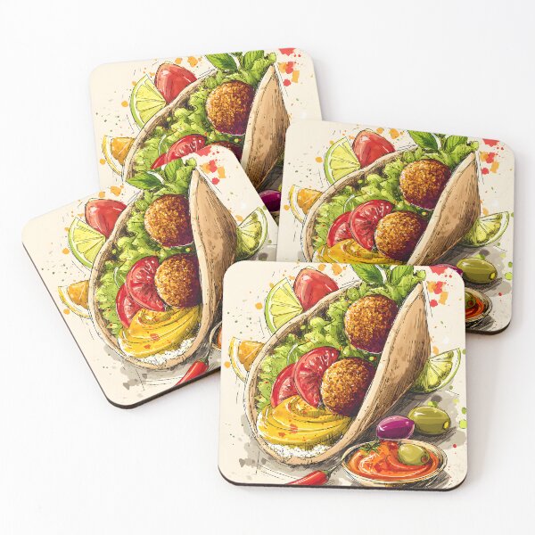 Item preview, Vibrant Sketch- Style Depiction of Falafel Pita Sandwich with Fresh Ingredients and Zesty Accents designed and sold by OlfactoART Studio.