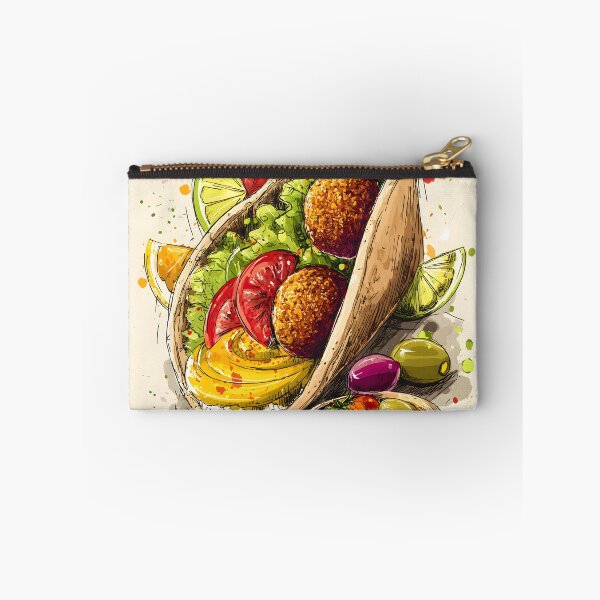 Item preview, Vibrant Sketch- Style Depiction of Falafel Pita Sandwich with Fresh Ingredients and Zesty Accents designed and sold by OlfactoART Studio.