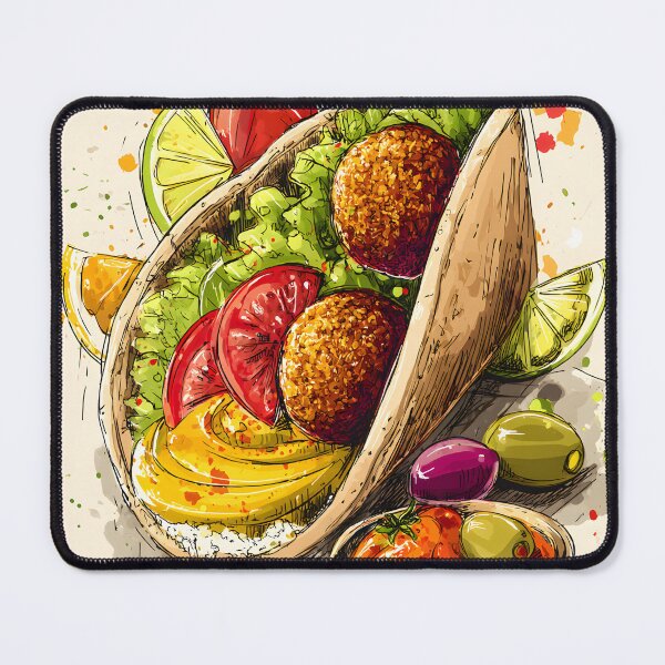 Item preview, Vibrant Sketch- Style Depiction of Falafel Pita Sandwich with Fresh Ingredients and Zesty Accents designed and sold by OlfactoART Studio.
