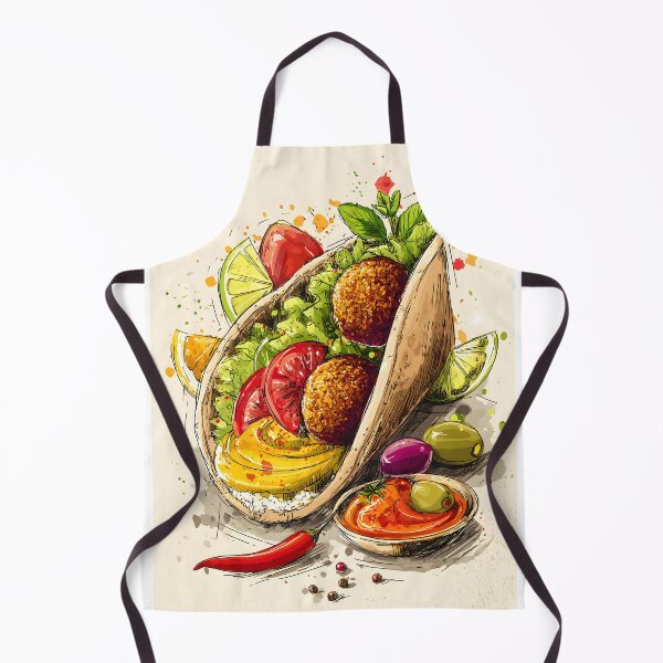 Item preview, Vibrant Sketch- Style Depiction of Falafel Pita Sandwich with Fresh Ingredients and Zesty Accents designed and sold by OlfactoART Studio.