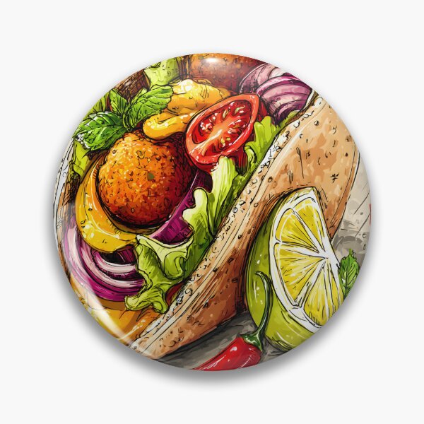 Item preview, Vibrant Sketch-Style Falafel Pita Brimming with Fresh Ingredients and Bold Flavors designed and sold by OlfactoART Studio.