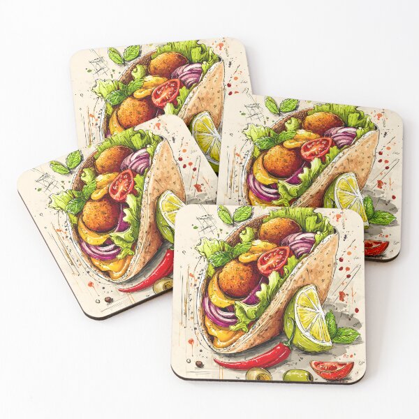 Item preview, Vibrant Sketch-Style Falafel Pita Brimming with Fresh Ingredients and Bold Flavors designed and sold by OlfactoART Studio.