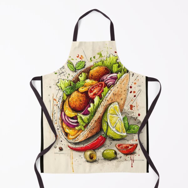 Item preview, Vibrant Sketch-Style Falafel Pita Brimming with Fresh Ingredients and Bold Flavors designed and sold by OlfactoART Studio.