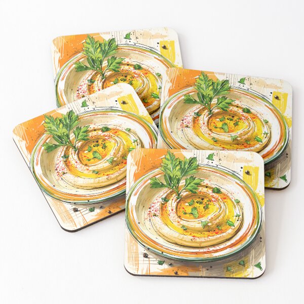 Item preview, Beautifully Arranged Hummus Plate Garnished with Parsley Olive Oil and Peppercorns- Vibrant Splashes designed and sold by OlfactoART Studio.